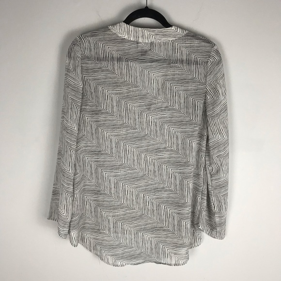 Lumiere vneck blouse long sleeve sheer white black - Picture 7 of 7